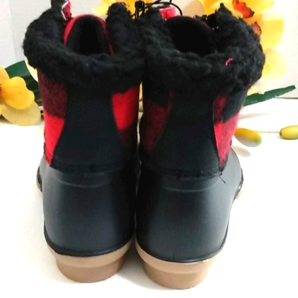 ALPINE WOODS BLACK RED BUFF SHERPA ANKLE BOOTS SIZE 7 NWOT - Picture 4 of 8